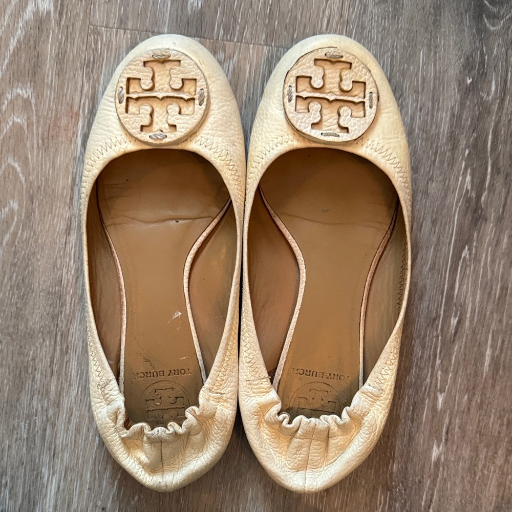 Tory Burch cream Leather Flats